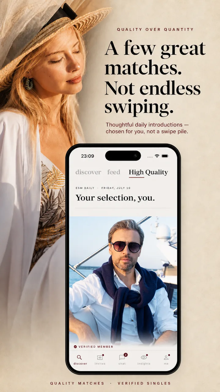 EliteSweet app — a few great matches daily, not endless swiping