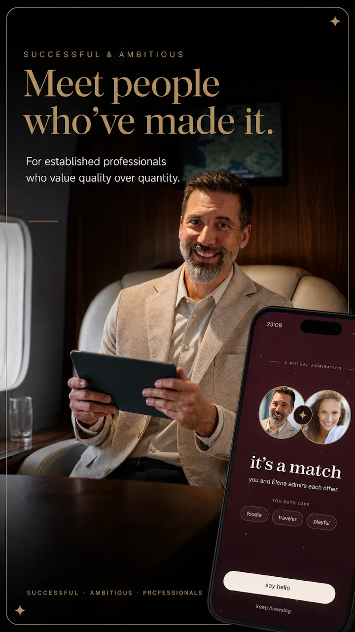EliteSweet app — meet successful, established professionals